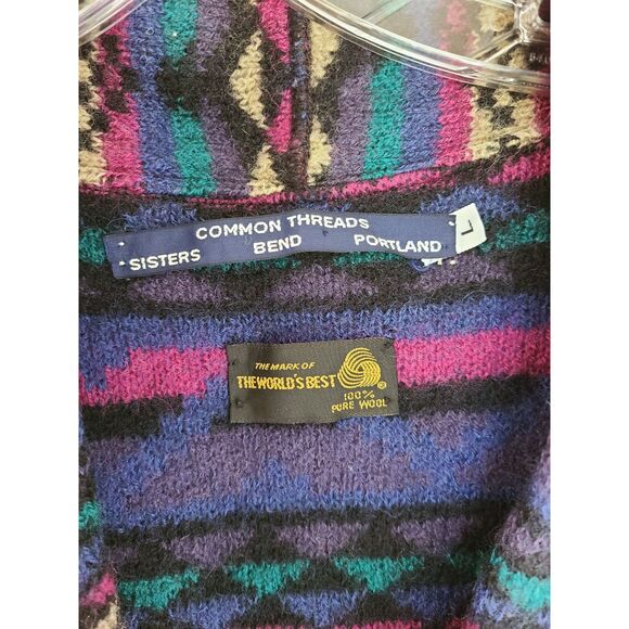 Common Threads 100% Wool Southwestern Button Vest LARGE Cottagecore Grandmacore - Picture 4 of 8